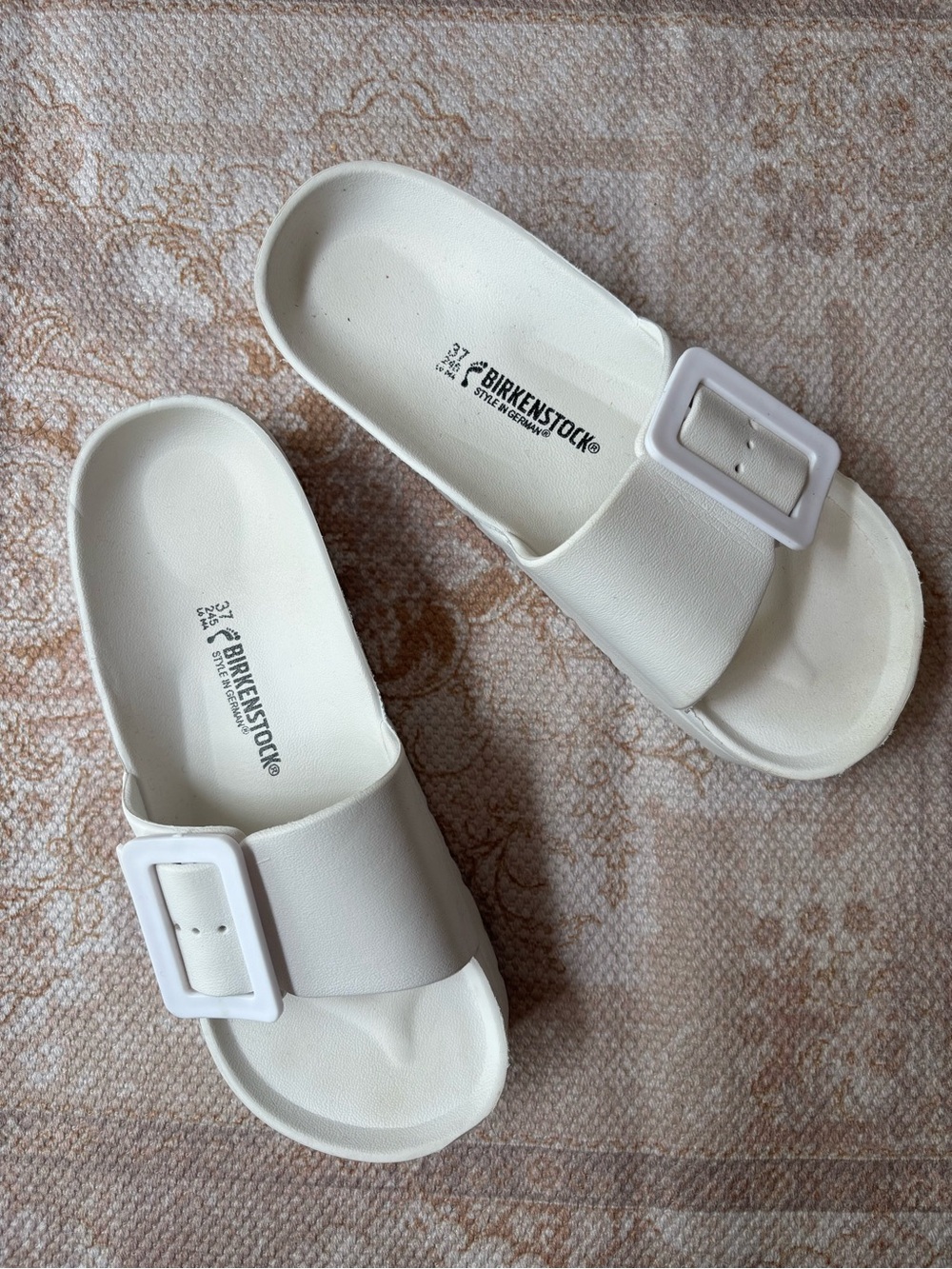 Birkenstock Kids White EVA Slide Sandals with Buckle